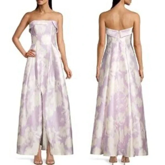 Sachin & Babi Brielle Gown Strapless Scatter Floral Violet Ice Purple Size 0 - Picture 3 of 13